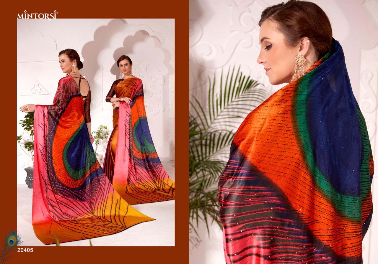 New Designer More Pankh Silk Print Sarees Collection 20401-20408 Varsiddhi Wholesale Sarees Catalog